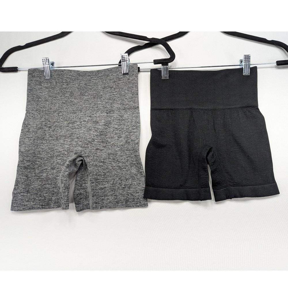 Colsie Womens Seamless Ribbed Lounge 2 Pack‎ Black Heather Grey XS High Rise